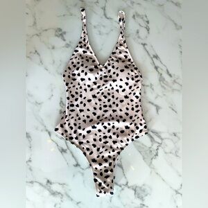 Dalmatian print one piece bathing suit